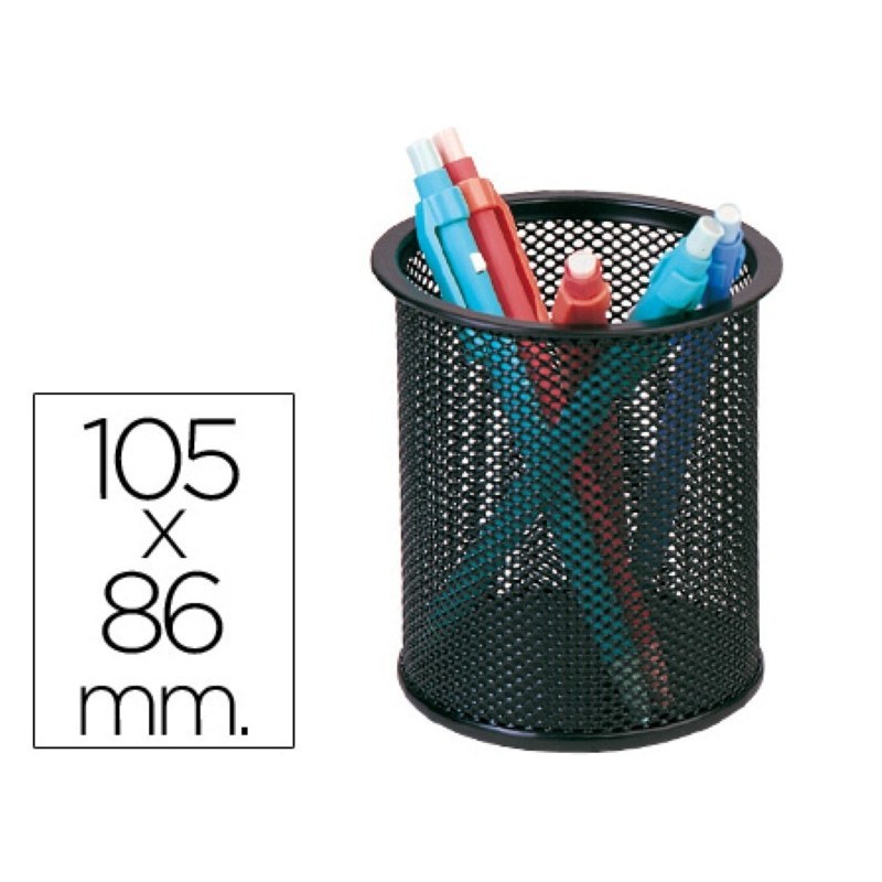 Cubilete metalico portalapices negro qconnect