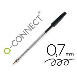 Boligrafo Q-connect negro transparente 26040