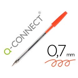 Boligrafo Q-connect rojo transparente 26041