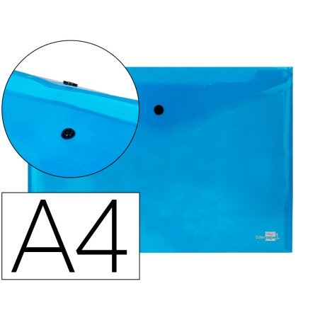 Carpeta dossier con broche azul transparente A4