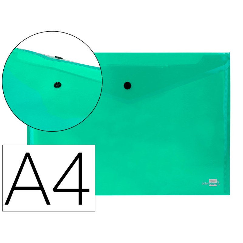 Carpeta dossier con broche verde transparente A4