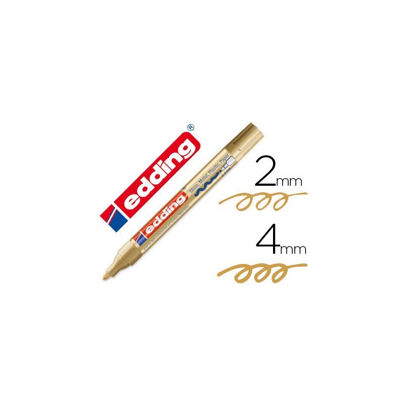 Edding 750 marcador de tinta opaca resistente al calor piedras o plástico oro vidrio impermeable para metal permanente punta redonda 2-4 mm no mancha 1 rotulador