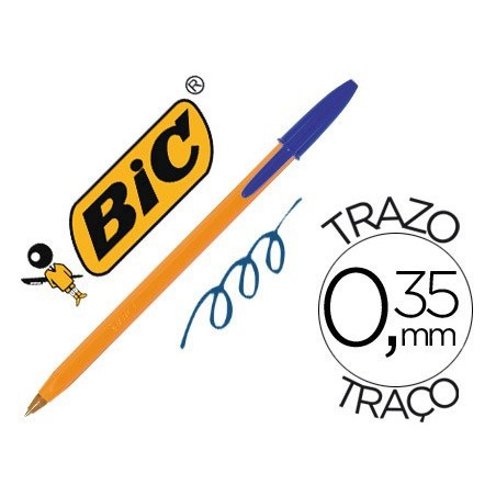 Boligrafo bic naranja azul fino