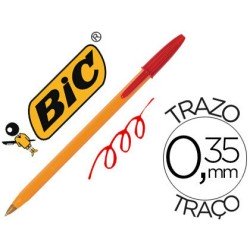 Boligrafo bic naranja rojo fino