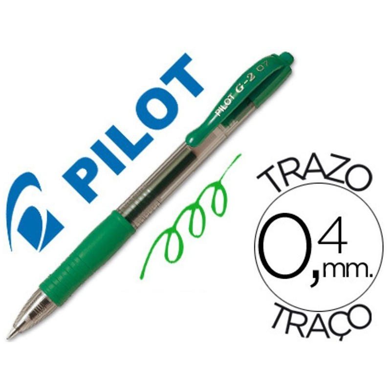 Boligrafo Pilot G-2 retractil verde tinta gel con grip