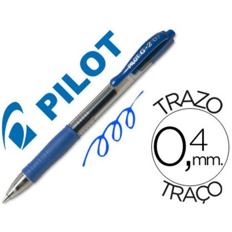 Boligrafo Pilot G-2 azul retractil con tinta gel y grip